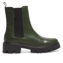 Solette Green Leather Chelsea Boots