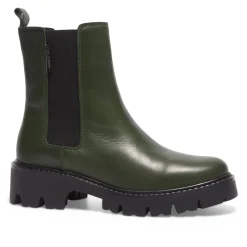 Solette Green Leather Chelsea Boots