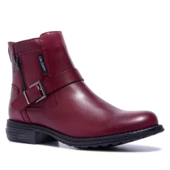 Sumaya Bordo Leather Ankle Boots