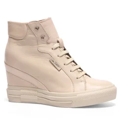 Tabita Off White Leather Platform Trainers