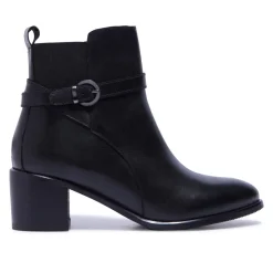 Trimona Black Leather Ankle Boots