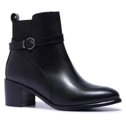 Trimona Black Leather Ankle Boots