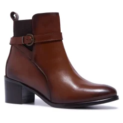 Trimona Tan Leather Ankle Boots