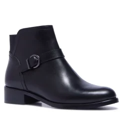Trisette Black Leather Ankle Boots
