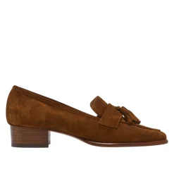 Tristini Tan Suede Low Block Heel Loafers