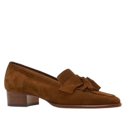 Tristini Tan Suede Low Block Heel Loafers