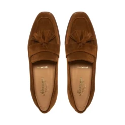 Tristini Tan Suede Low Block Heel Loafers