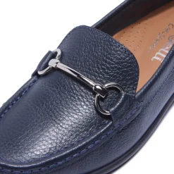 Veroso Navy Leather Loafers