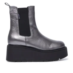 Zennie Pewter Leather Ankle Boots