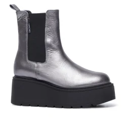 Zennie Pewter Leather Ankle Boots