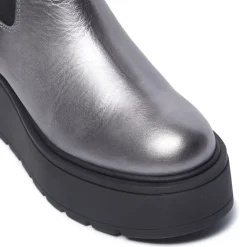 Zennie Pewter Leather Ankle Boots