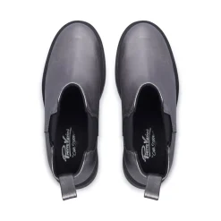 Zennie Pewter Leather Ankle Boots
